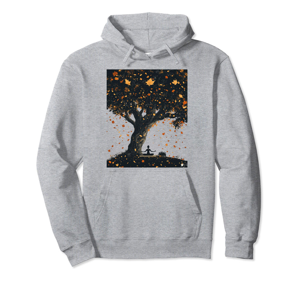 Serene Meditation Under Autumn Tree Hoodie - Casual Everyday Wear Unisex - T-Shirt, Sweatshirt, Hoodie