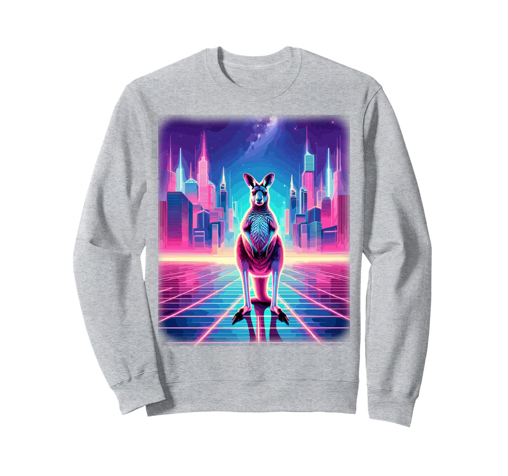 Synthwave Aesthetic Kangaroo Sweatshirt - Aesthetic Graphic for Adults - T-Shirt, Sweatshirt, Hoodie