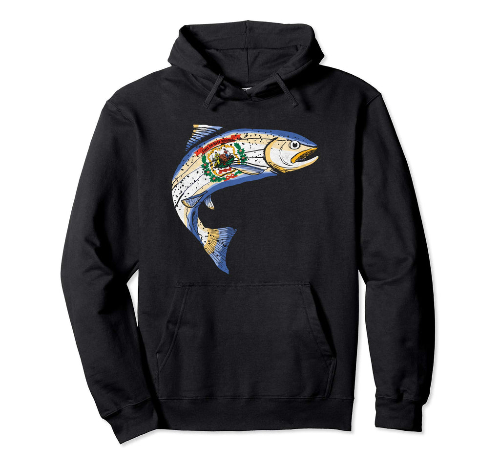West Virginia Flag Trout Fly Fishing Hoodie - Trendy Graphic for Adults - T-Shirt, Sweatshirt, Hoodie