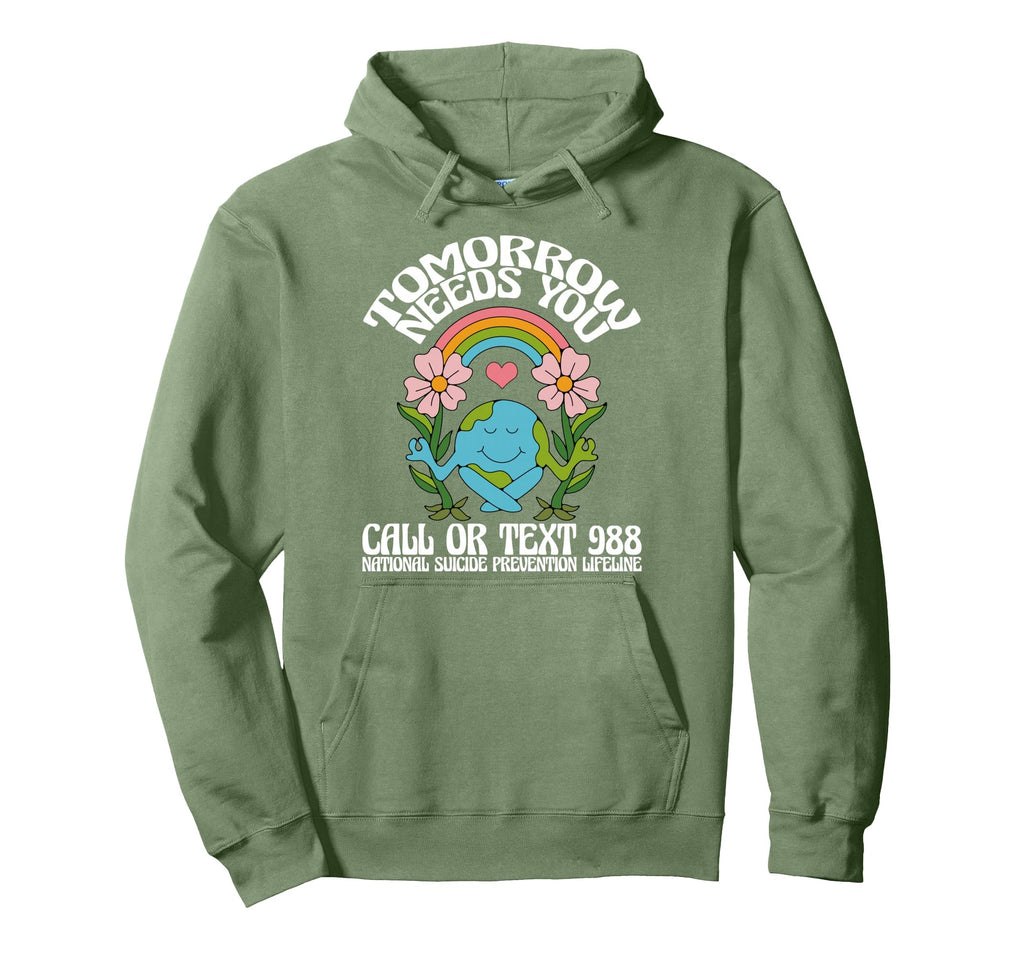 Tomorrow Needs You 988 Suicide Hoodie - Graphic Print for Adults - T-Shirt, Sweatshirt, Hoodie