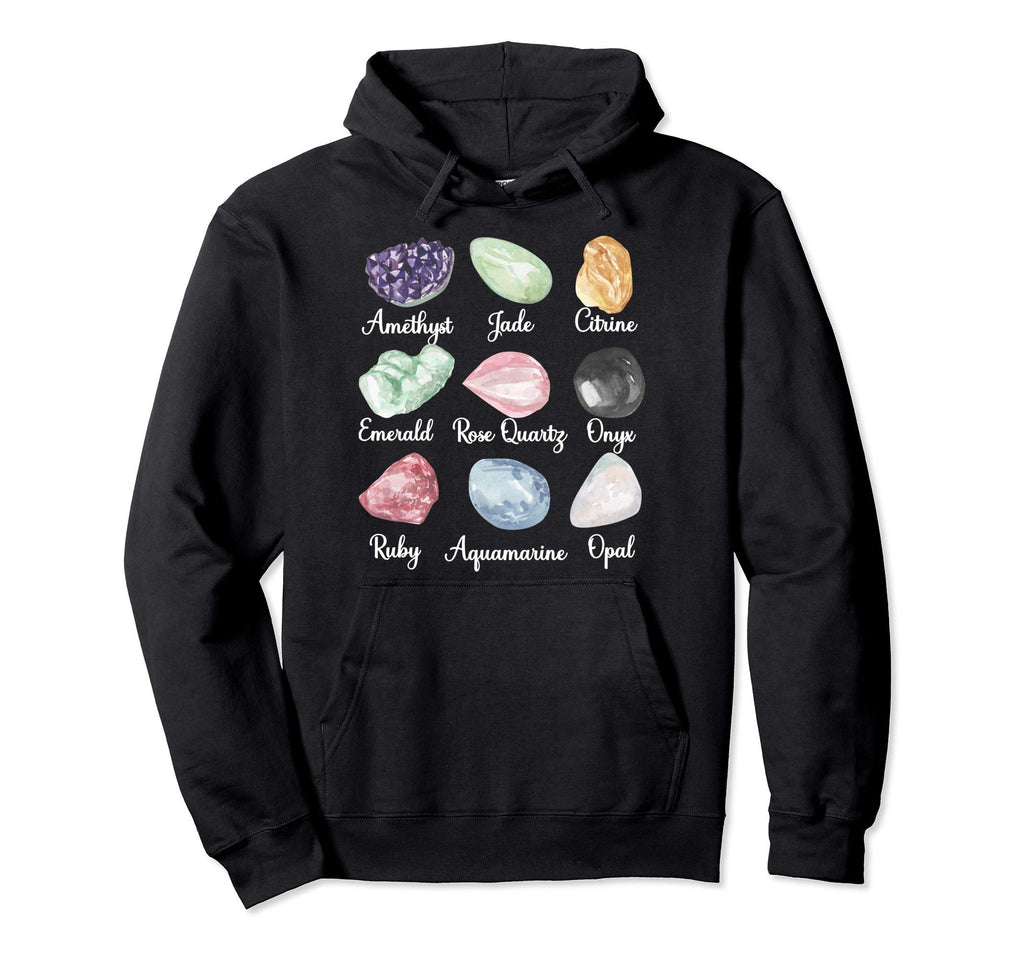 Crystal Lover Mineral Gemstone Hippie Hoodie - Custom Art Print Men Women - T-Shirt, Sweatshirt, Hoodie