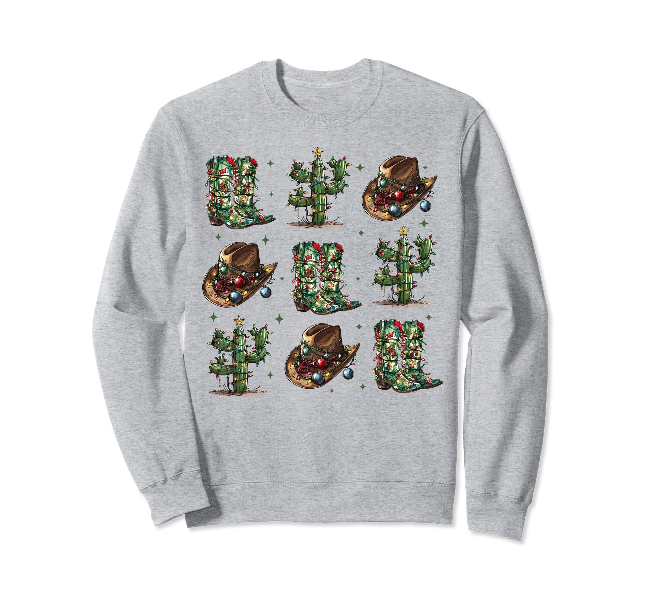 Cowboy Boots Hats Cactus Tree Lights Sweatshirt - Graphic Print Men Women - T-Shirt, Sweatshirt, Hoodie