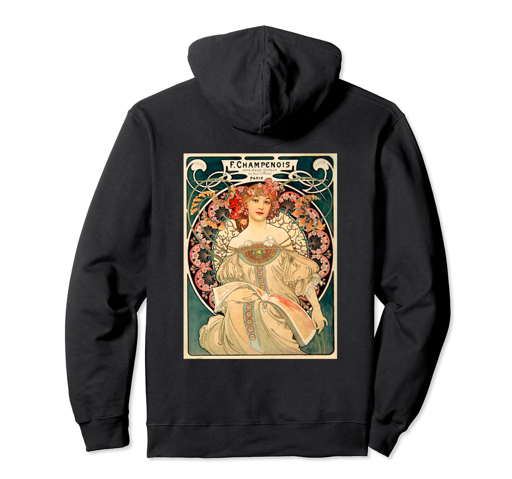Reading Magazine Flowers Art Nouveau Hoodie - Graphic Print Men Women - T-Shirt, Sweatshirt, Hoodie