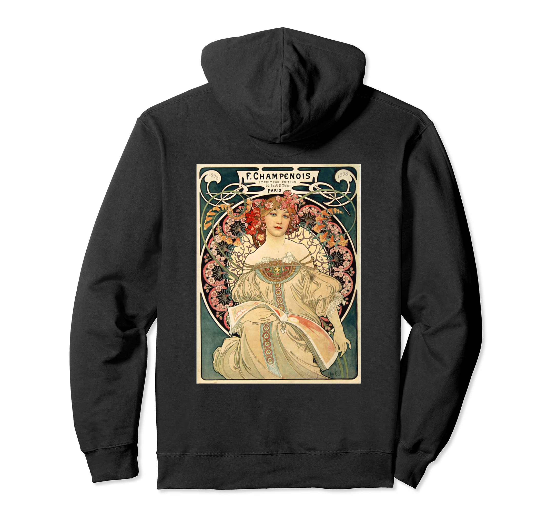 Reading Magazine Flowers Art Nouveau Hoodie - Graphic Print Men Women - T-Shirt, Sweatshirt, Hoodie