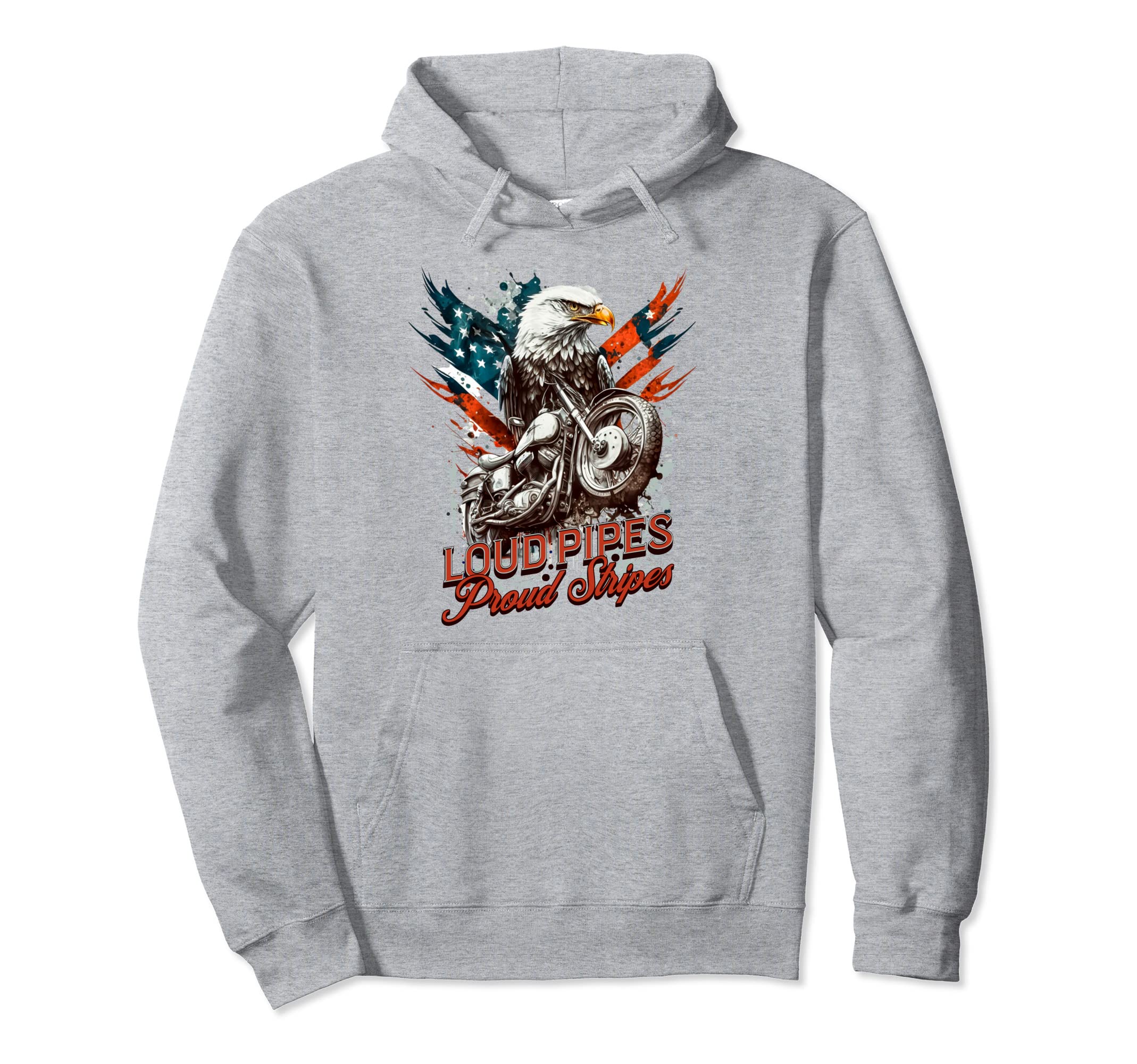 Patriotic Old Biker American Us Flag Hoodie - Custom Art Print for Adults - T-Shirt, Sweatshirt, Hoodie