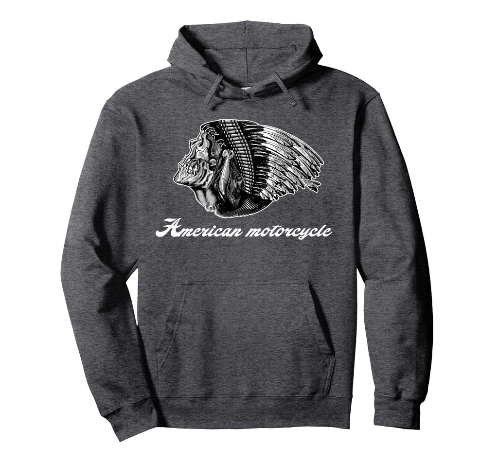 American Motorcycle Skull Native Indian Hoodie - Trendy Graphic Unisex - T-Shirt, Sweatshirt, Hoodie