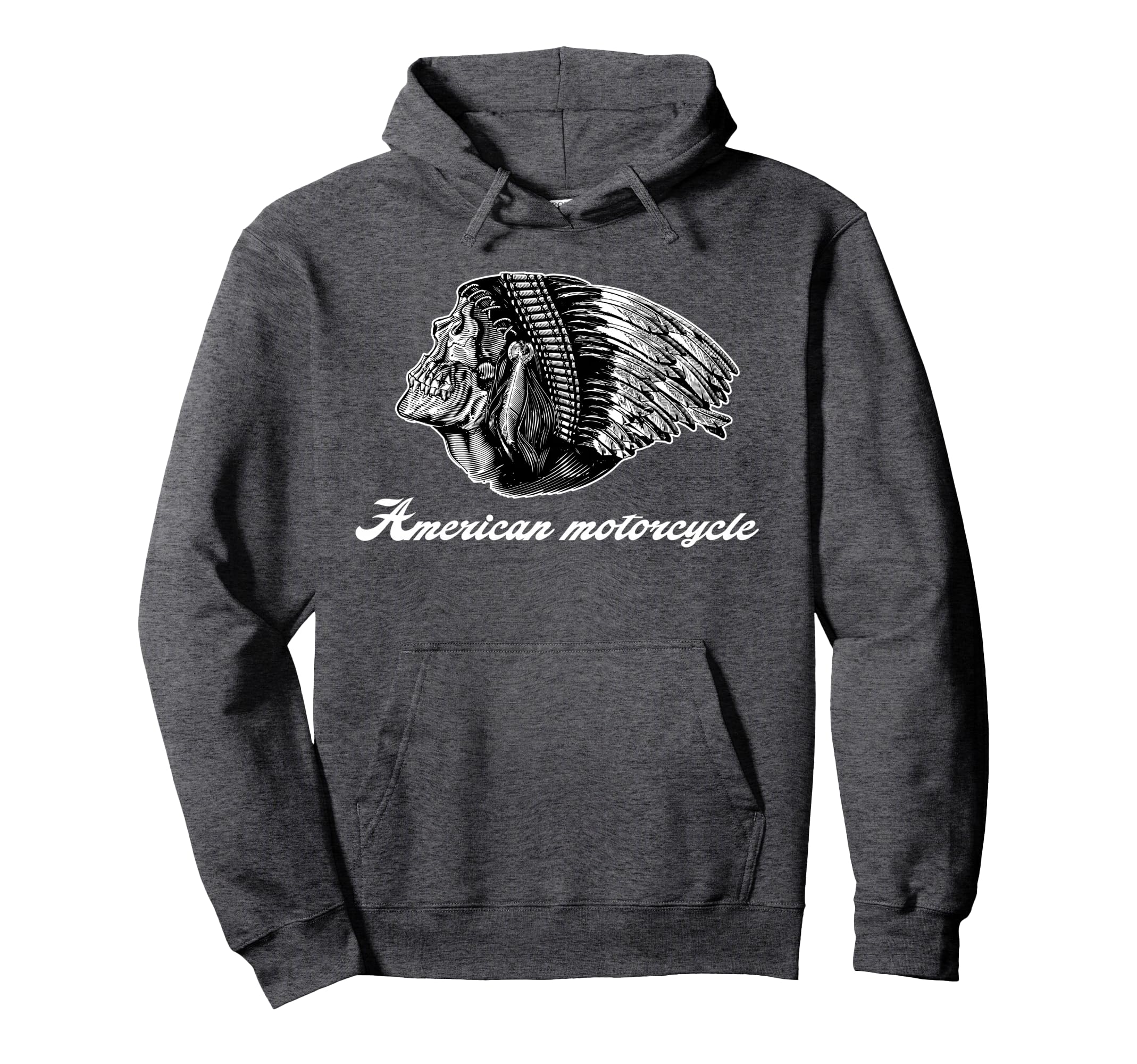 American Motorcycle Skull Native Indian Hoodie - Trendy Graphic Unisex - T-Shirt, Sweatshirt, Hoodie