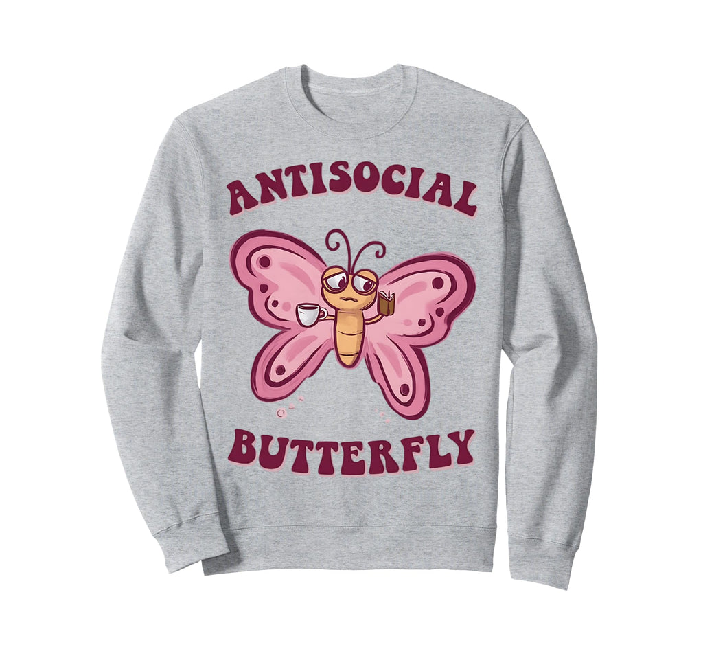 Groovy Anti Social Butterfly Sweatshirt - Custom Art Print for Adults - T-Shirt, Sweatshirt, Hoodie