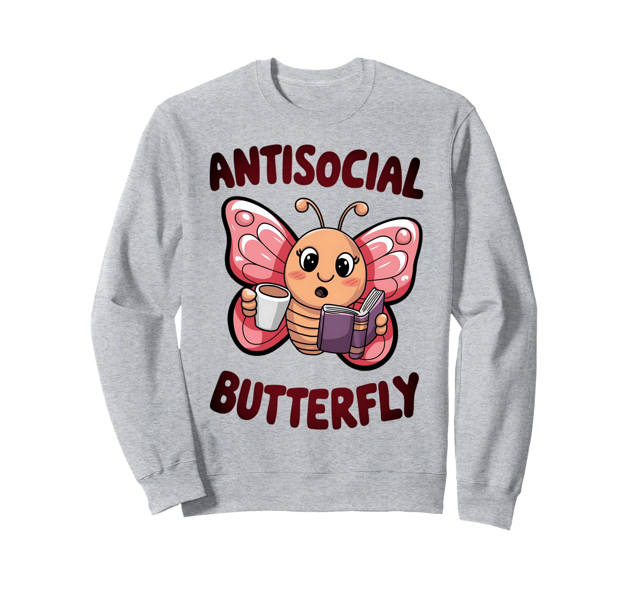 Groovy Anti Social Butterfly Ironic Sweatshirt - Trendy Graphic Unisex - T-Shirt, Sweatshirt, Hoodie