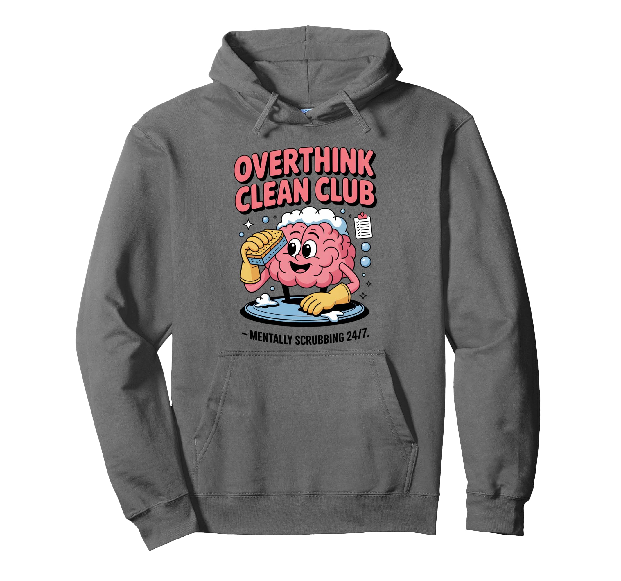 Overthink Clean Club Funny Brain Hoodie - Streetwear Style Men Women - T-Shirt, Sweatshirt, Hoodie