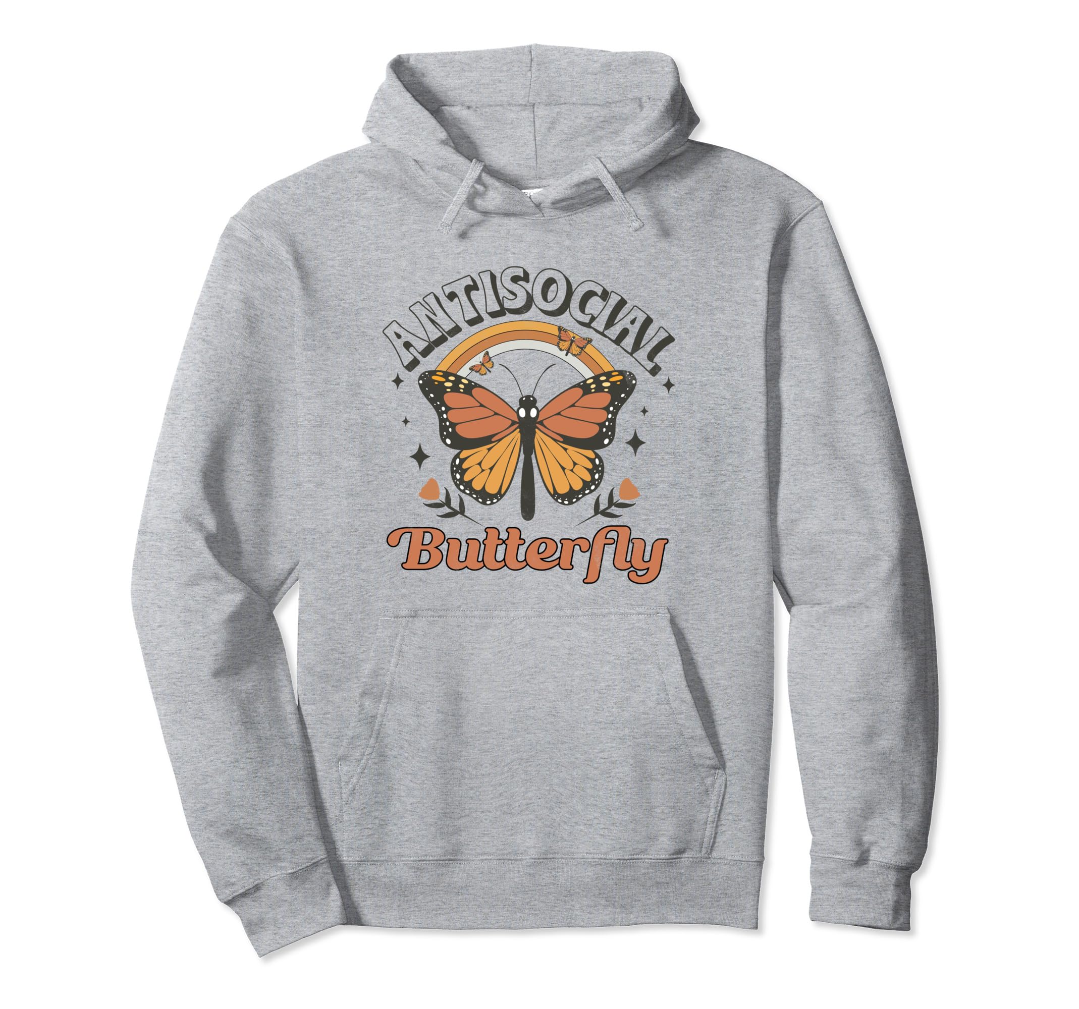 Antisocial Butterfly Funny Introvert Hoodie - Fun Novelty Design for Adults - T-Shirt, Sweatshirt, Hoodie