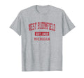West Bloomfield Michigan Mi Sports Red T-Shirt - Unique Graphic for Adults - T-Shirt, Sweatshirt, Hoodie