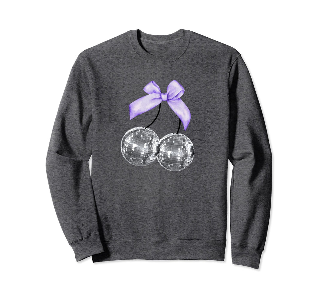 Disco Cherry Balls Purple Bow Sweatshirt - Graphic Print for Adults - T-Shirt, Sweatshirt, Hoodie