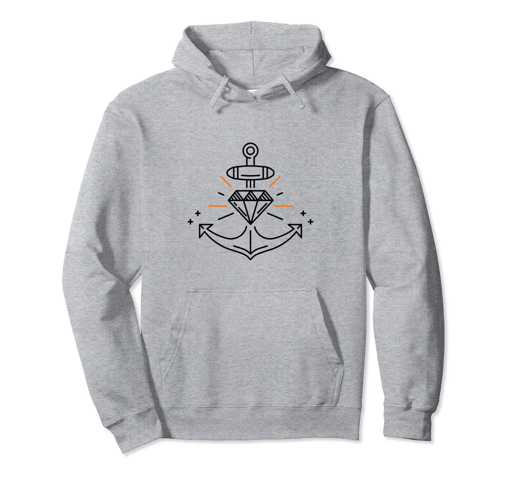 Anchor And Diamond Shape Line Art Tattoo Hoodie - Trendy Graphic Unisex - T-Shirt, Sweatshirt, Hoodie