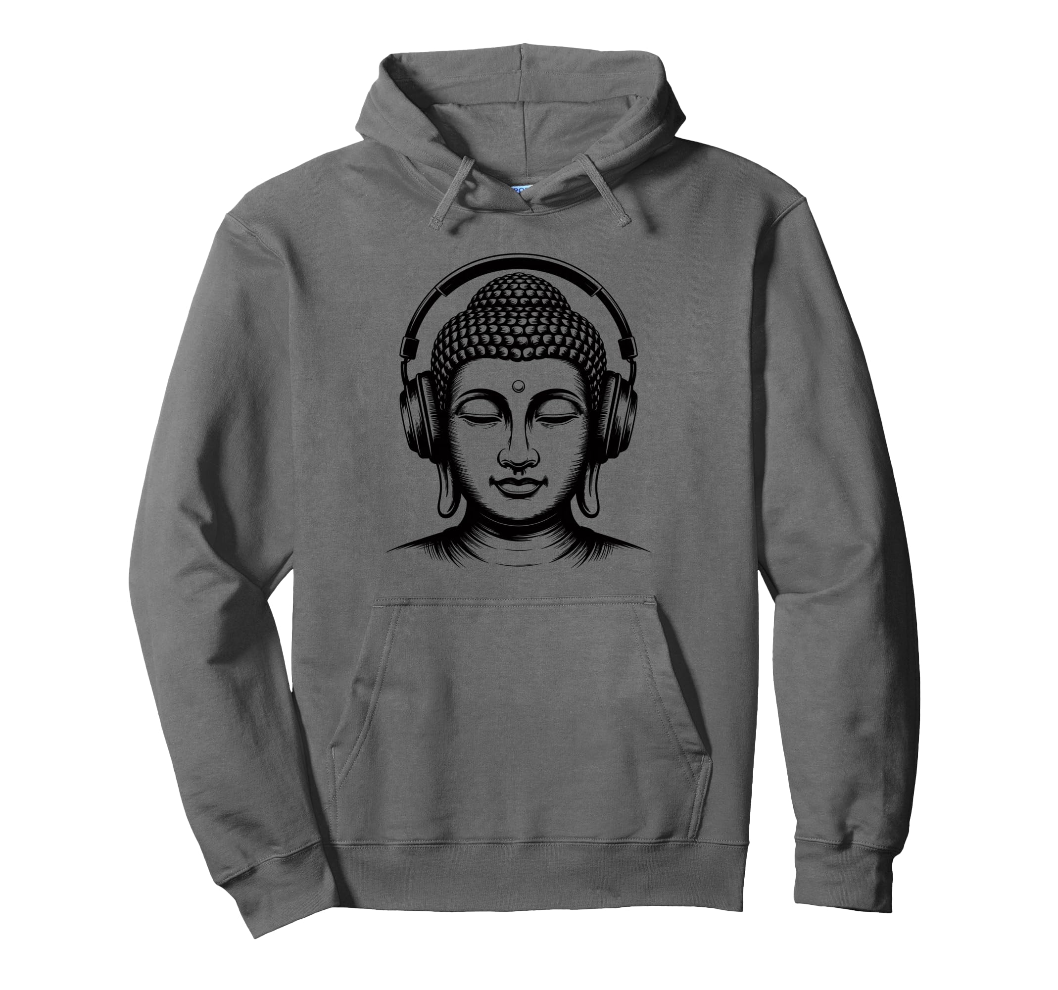Buddha Headphones Mindfulness Music Hoodie - Minimalist Print for Adults - T-Shirt, Sweatshirt, Hoodie