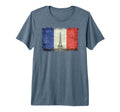 French Flag Postcard Eiffel Tower Tri T-Shirt - Graphic Print for Adults - T-Shirt, Sweatshirt, Hoodie
