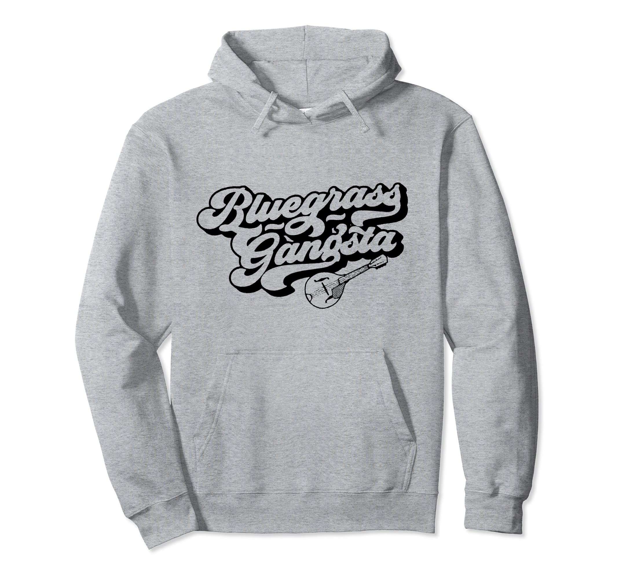 Bluegrass Gangsta Script Mandolin Typography Hoodie - Unique Graphic Unisex - T-Shirt, Sweatshirt, Hoodie