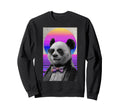 Funny Panda Bow Tie 80S Synthwave Sweatshirt - Minimalist Print Men Women - T-Shirt, Sweatshirt, Hoodie
