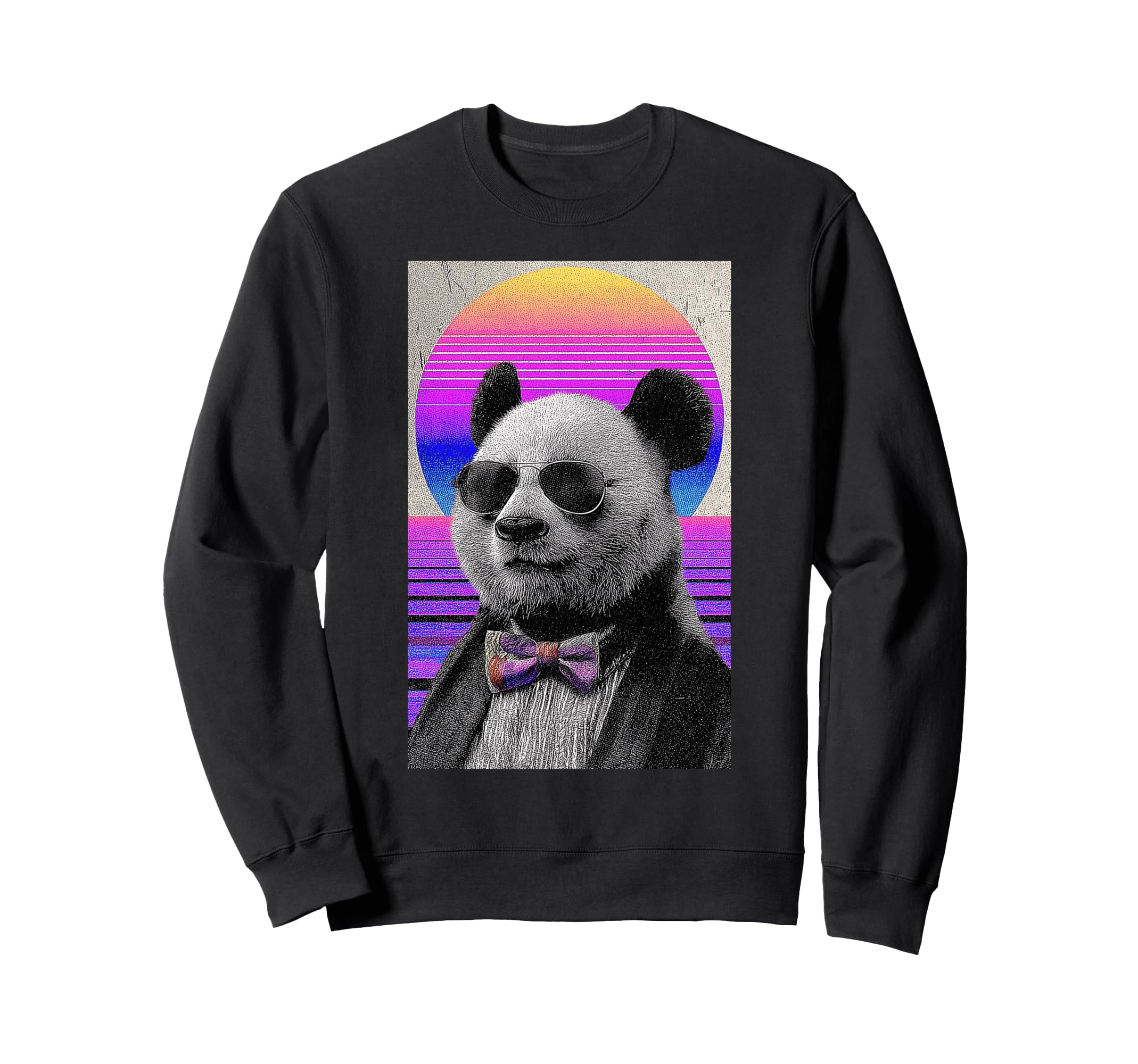 Funny Panda Bow Tie 80S Synthwave Sweatshirt - Minimalist Print Men Women - T-Shirt, Sweatshirt, Hoodie