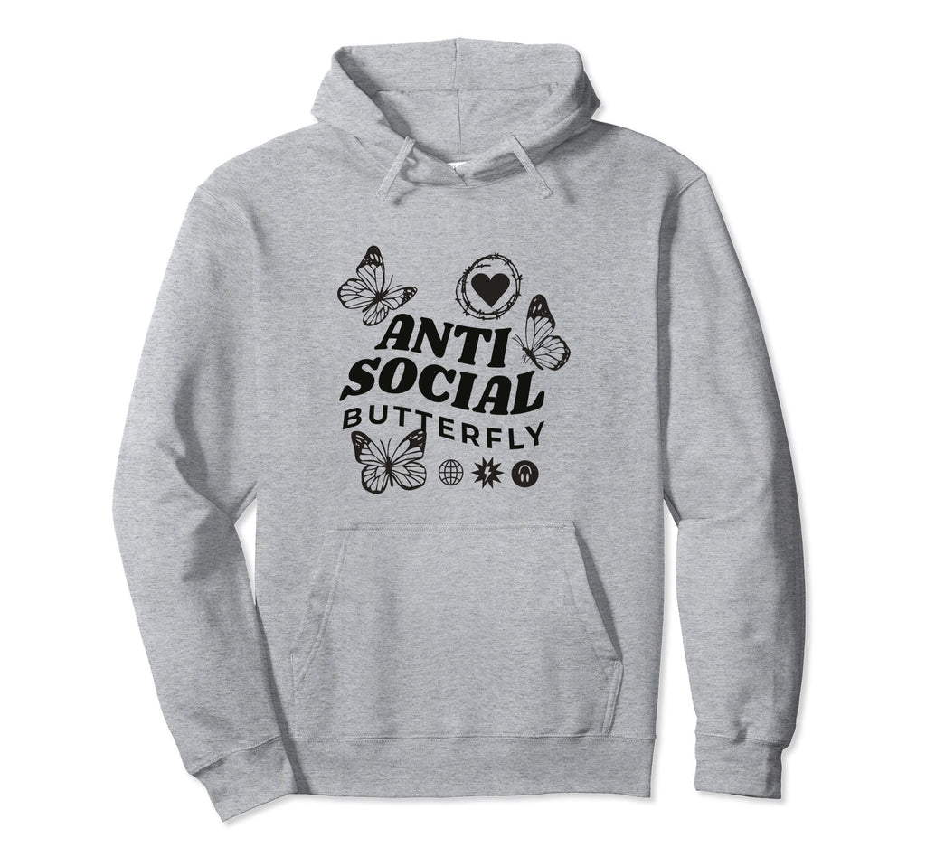 Anti Socials Butterfly Introverted Hoodie - Casual Everyday Wear Unisex - T-Shirt, Sweatshirt, Hoodie
