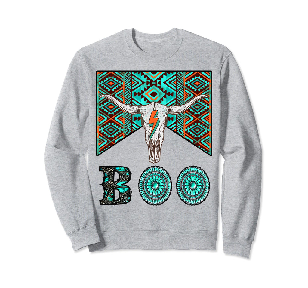 Hey Boo Western Halloween Bull Sweatshirt - Fun Novelty Design Men Women - T-Shirt, Sweatshirt, Hoodie