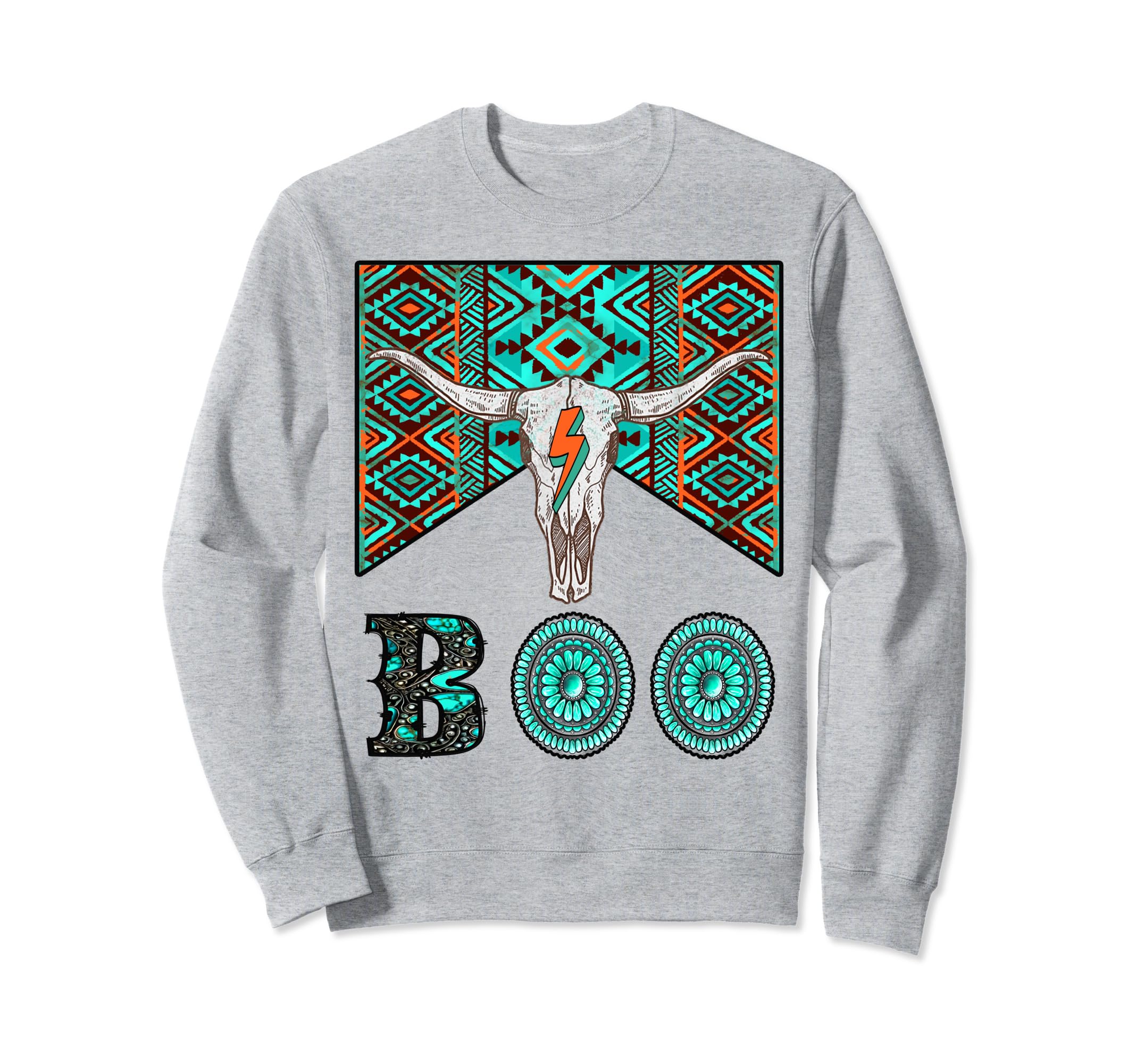 Hey Boo Western Halloween Bull Sweatshirt - Fun Novelty Design Men Women - T-Shirt, Sweatshirt, Hoodie