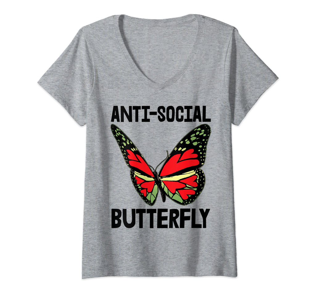 Womens Anti Social Butterfly Crazy T-Shirt - Novelty Apparel for Adults - T-Shirt, Sweatshirt, Hoodie