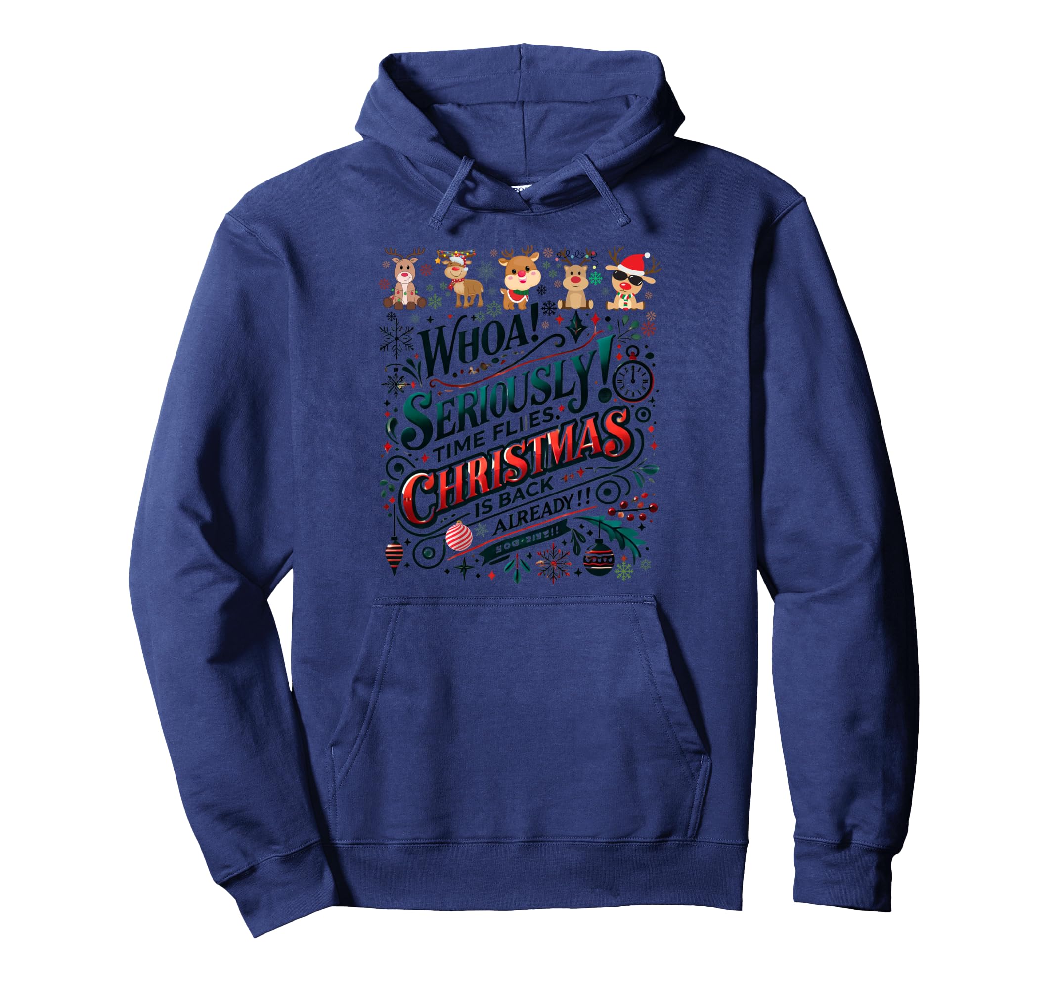 Funny Reindeer Fun Playful Typography Art Hoodie - Unique Graphic Men Women - T-Shirt, Sweatshirt, Hoodie