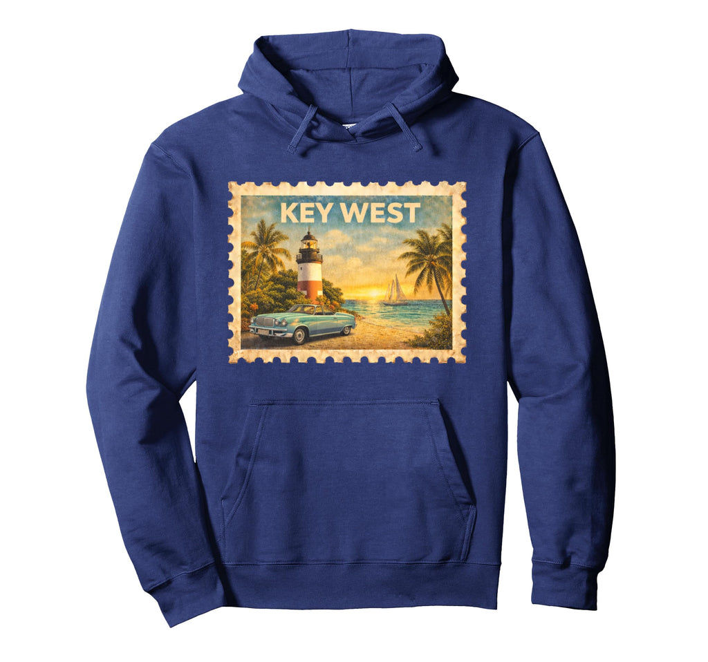 Key West Travel Stamp Art Hoodie - Trendy Graphic for Adults - T-Shirt, Sweatshirt, Hoodie