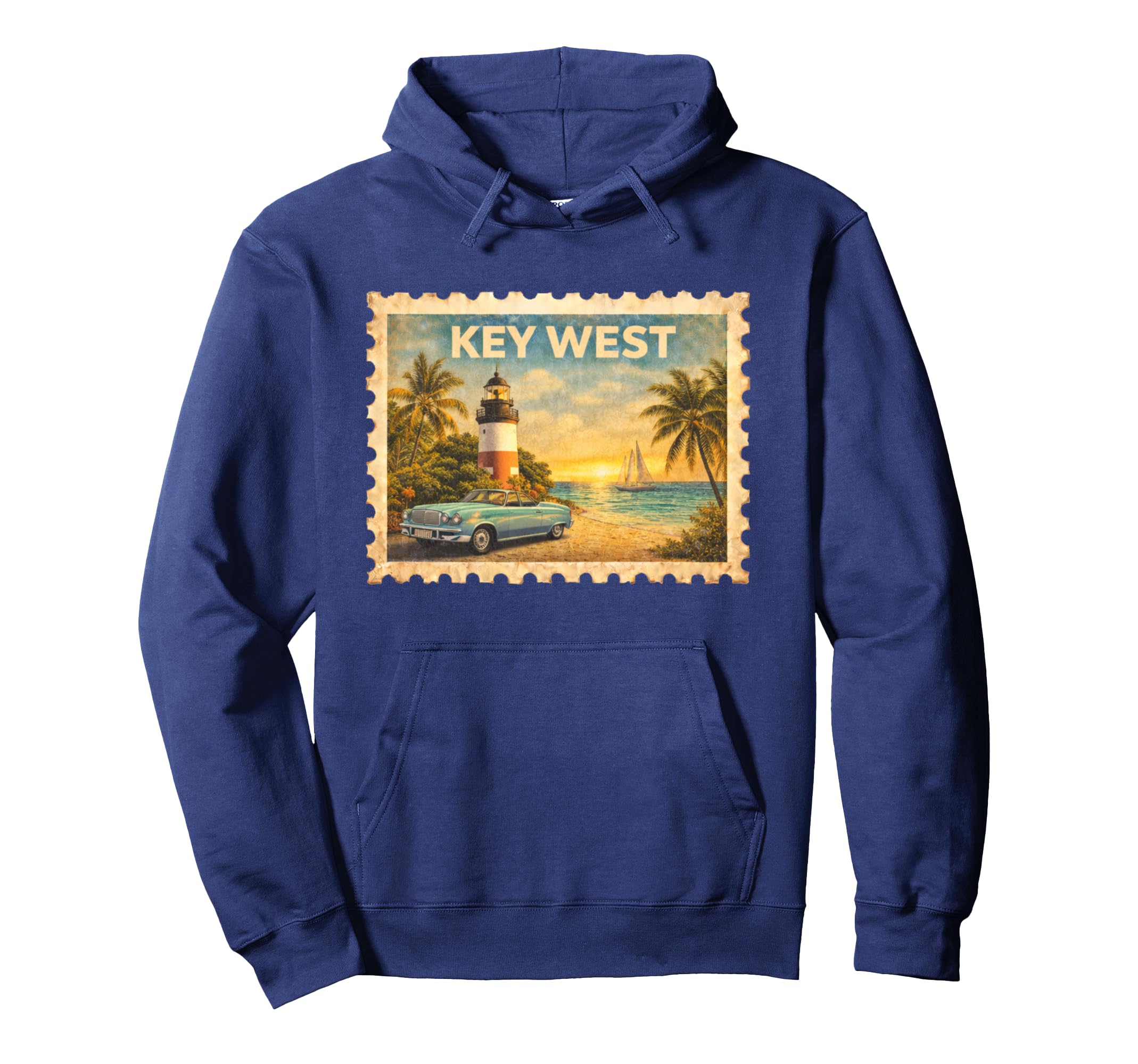 Key West Travel Stamp Art Hoodie - Trendy Graphic for Adults - T-Shirt, Sweatshirt, Hoodie