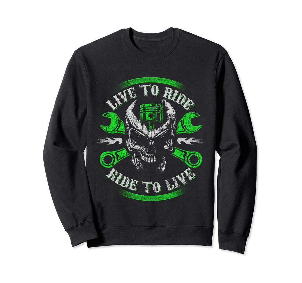 Live To Ride To Live Skull Biker Sweatshirt - Novelty Apparel for Adults - T-Shirt, Sweatshirt, Hoodie