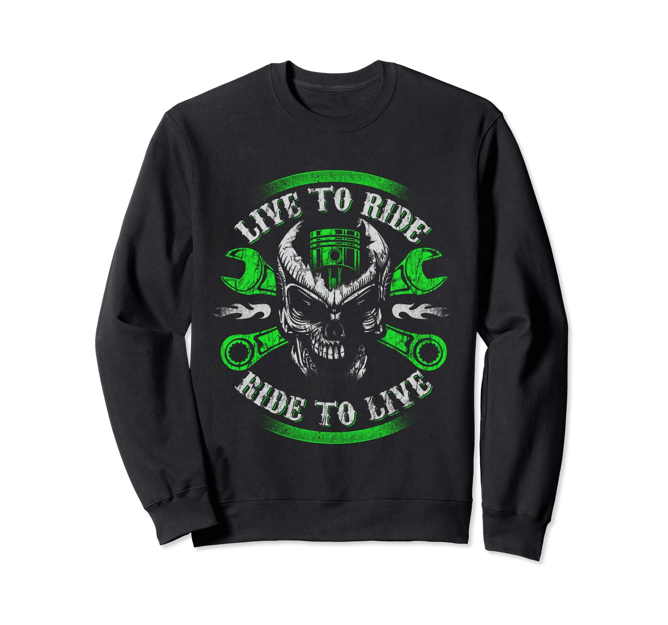 Live To Ride To Live Skull Biker Sweatshirt - Novelty Apparel for Adults - T-Shirt, Sweatshirt, Hoodie