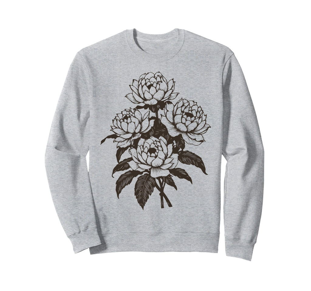 Linocut Flower Ranunculas Floral Sweatshirt - Minimalist Print Men Women - T-Shirt, Sweatshirt, Hoodie