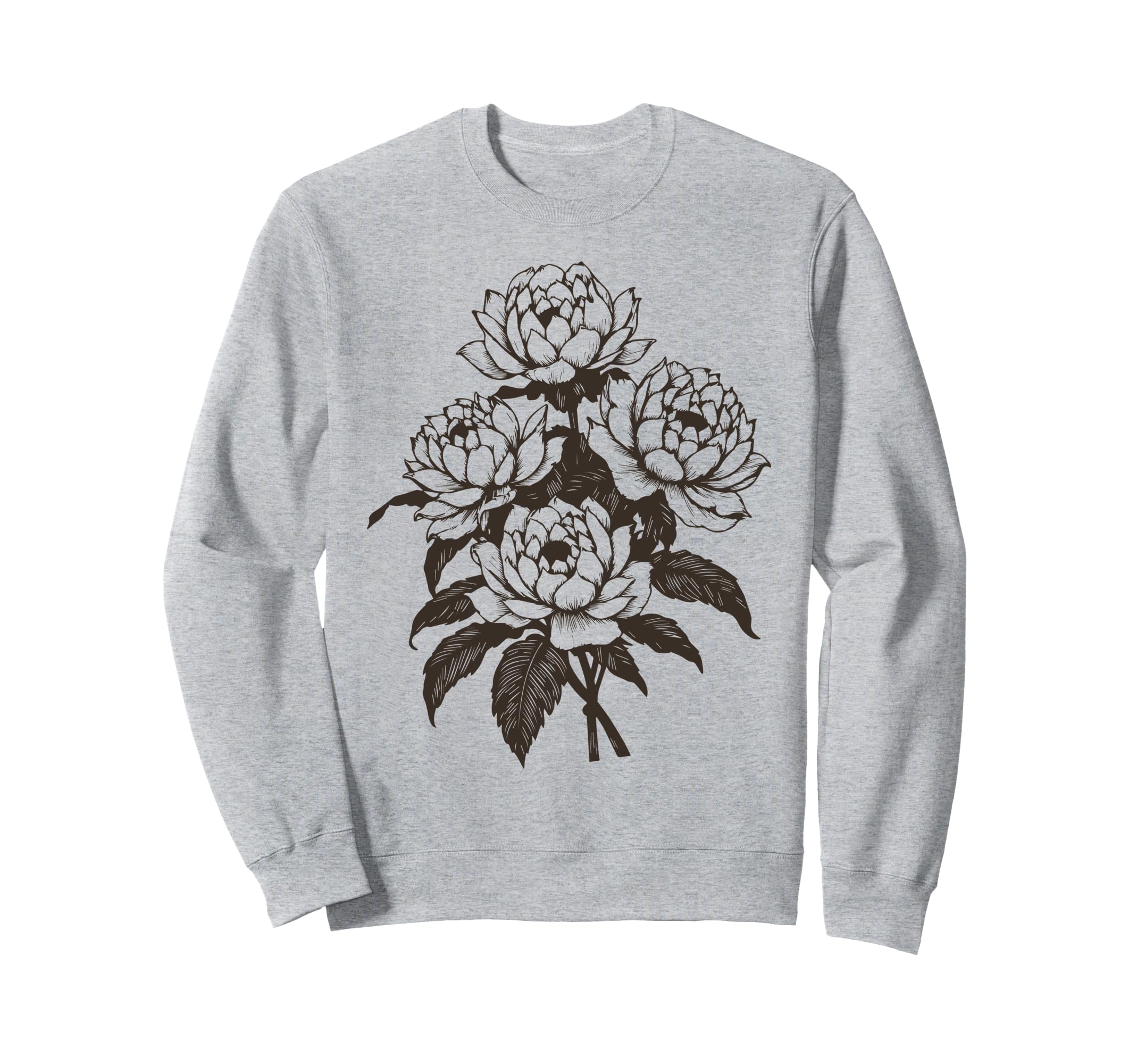 Linocut Flower Ranunculas Floral Sweatshirt - Minimalist Print Men Women - T-Shirt, Sweatshirt, Hoodie