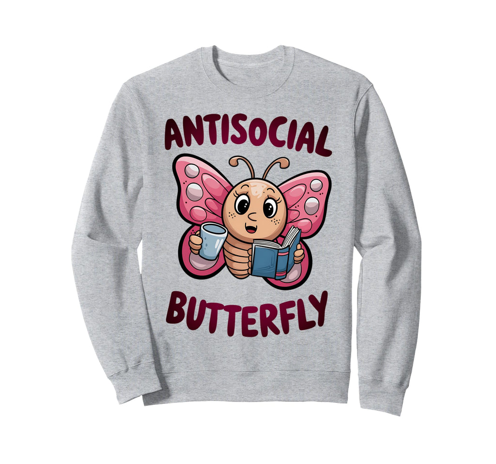 Groovy Anti Social Butterfly Sweatshirt - Custom Art Print Men Women - T-Shirt, Sweatshirt, Hoodie
