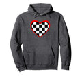 Racing Checkered Flag Heart Race Car Hoodie - Unique Graphic Unisex - T-Shirt, Sweatshirt, Hoodie
