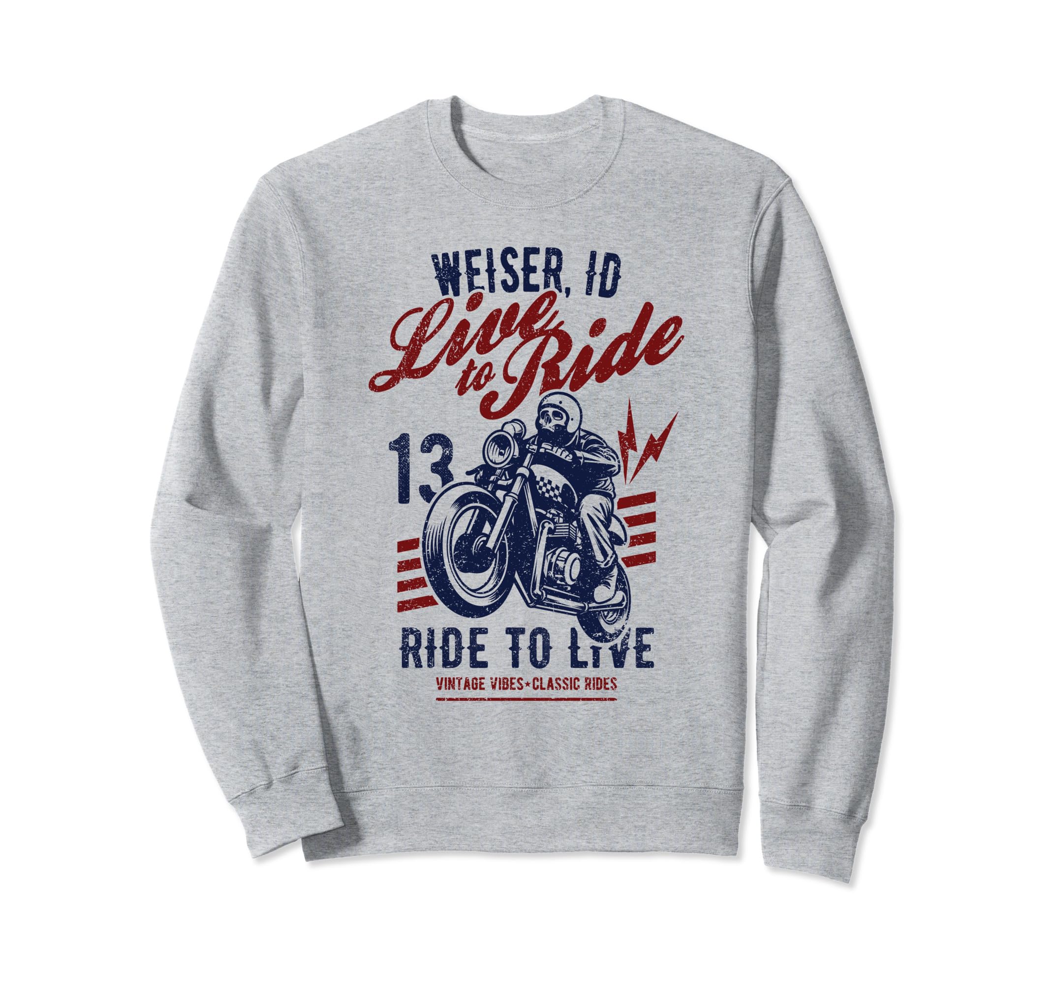 Weiser Idaho Motorcycle Skull Rider Sweatshirt - Minimalist Print Unisex - T-Shirt, Sweatshirt, Hoodie
