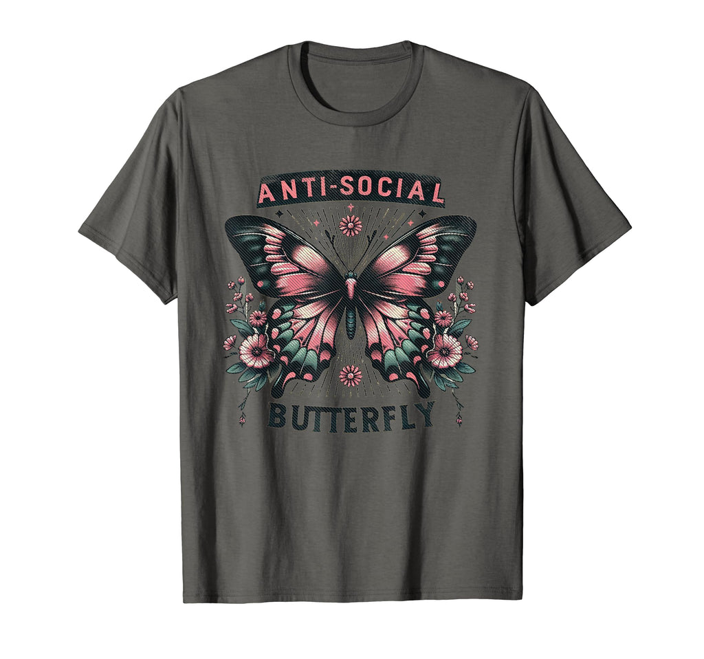 Sarcastic Antisocial Butterfly Introvert T-Shirt - Minimalist Print Unisex - T-Shirt, Sweatshirt, Hoodie