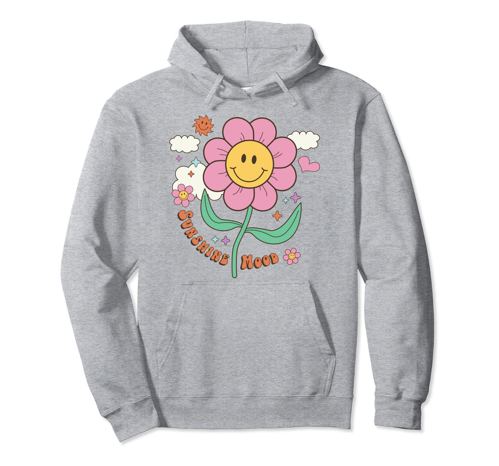 Flower Happy Face Daisy 70S Aesthetic Hoodie - Fun Novelty Design Unisex - T-Shirt, Sweatshirt, Hoodie