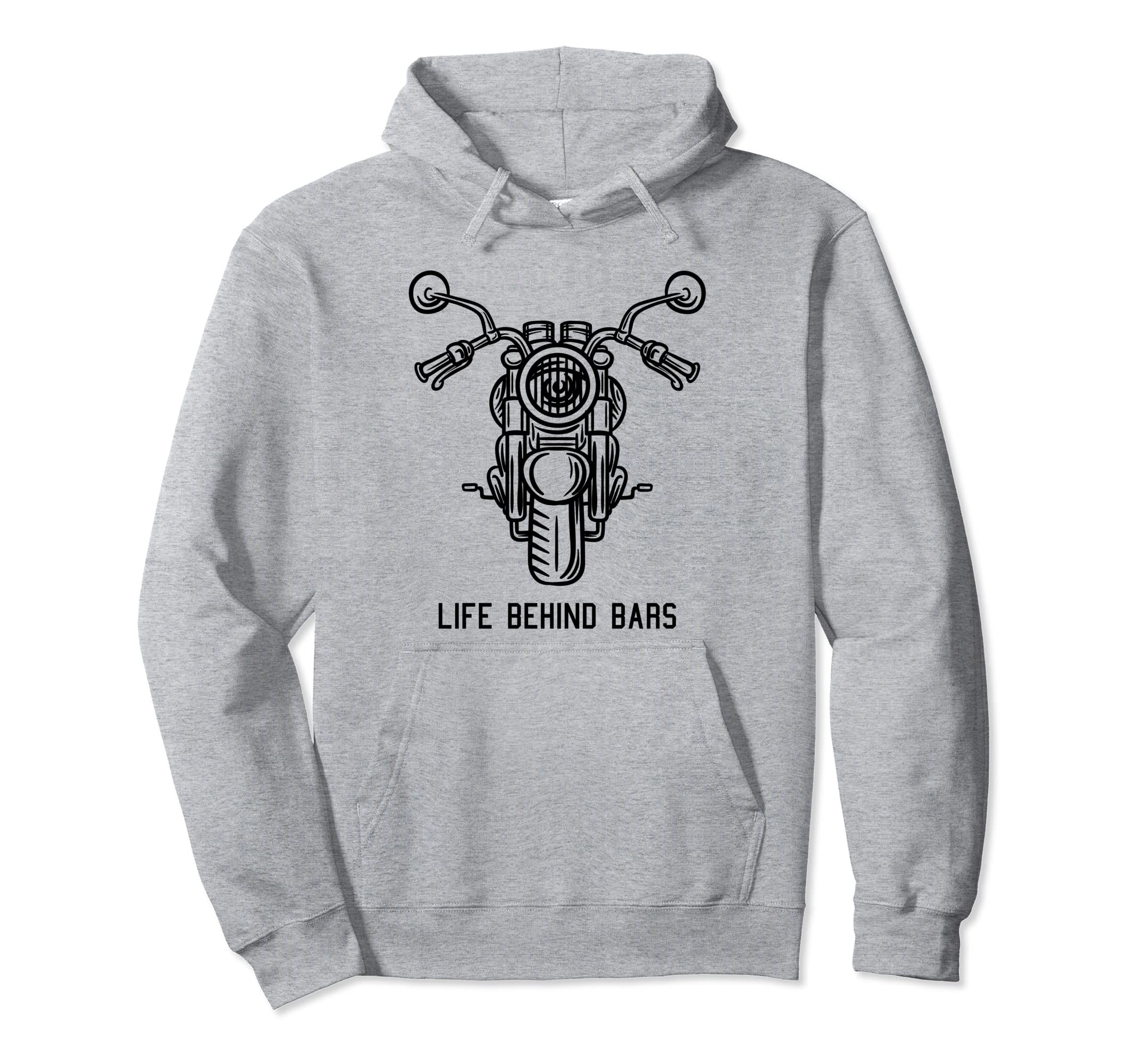 Distressed Motorcycles Life Behind Bars Hoodie - Custom Art Print Men Women - T-Shirt, Sweatshirt, Hoodie