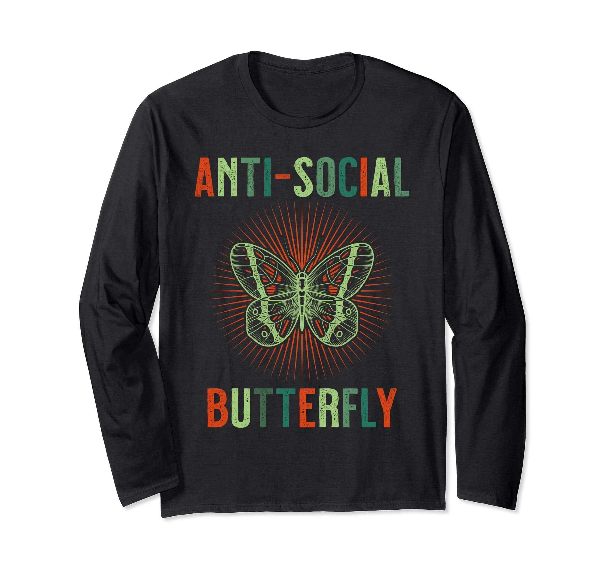 Anti Social Butterfly Shy Distressed Gift T-Shirt - Minimalist Print Unisex - T-Shirt, Sweatshirt, Hoodie