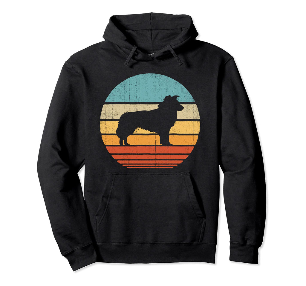 Border Collie 60S 70S Sunset Dog Lovers Hoodie - Novelty Apparel for Adults - T-Shirt, Sweatshirt, Hoodie