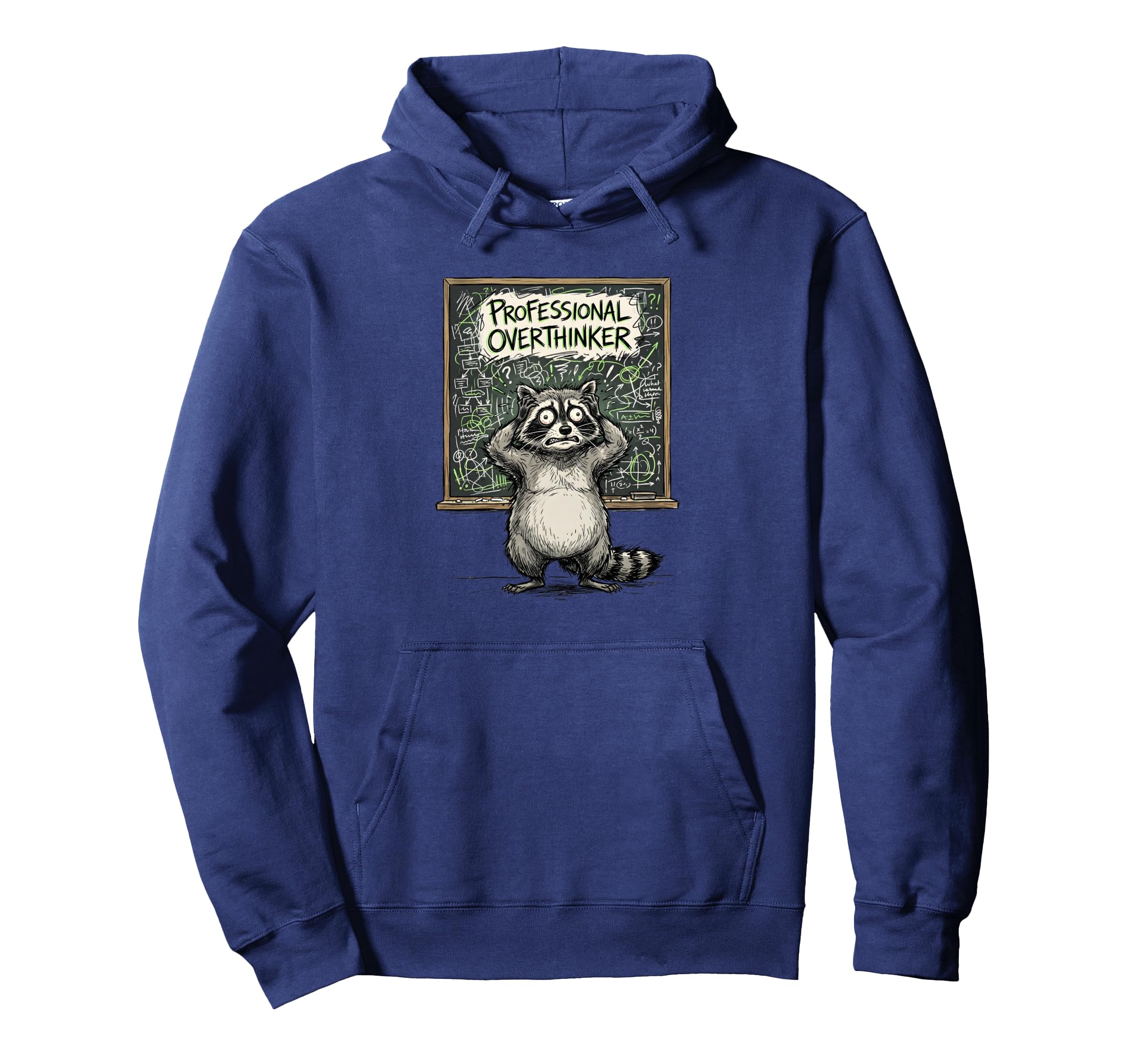 Professional Overthinker Funny Raccoon Hoodie - Minimalist Print Men Women - T-Shirt, Sweatshirt, Hoodie