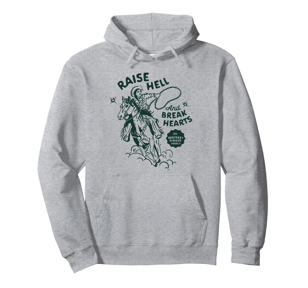 Raise Hell Break Hearts Western Rodeo Hoodie - Custom Art Print Men Women - T-Shirt, Sweatshirt, Hoodie