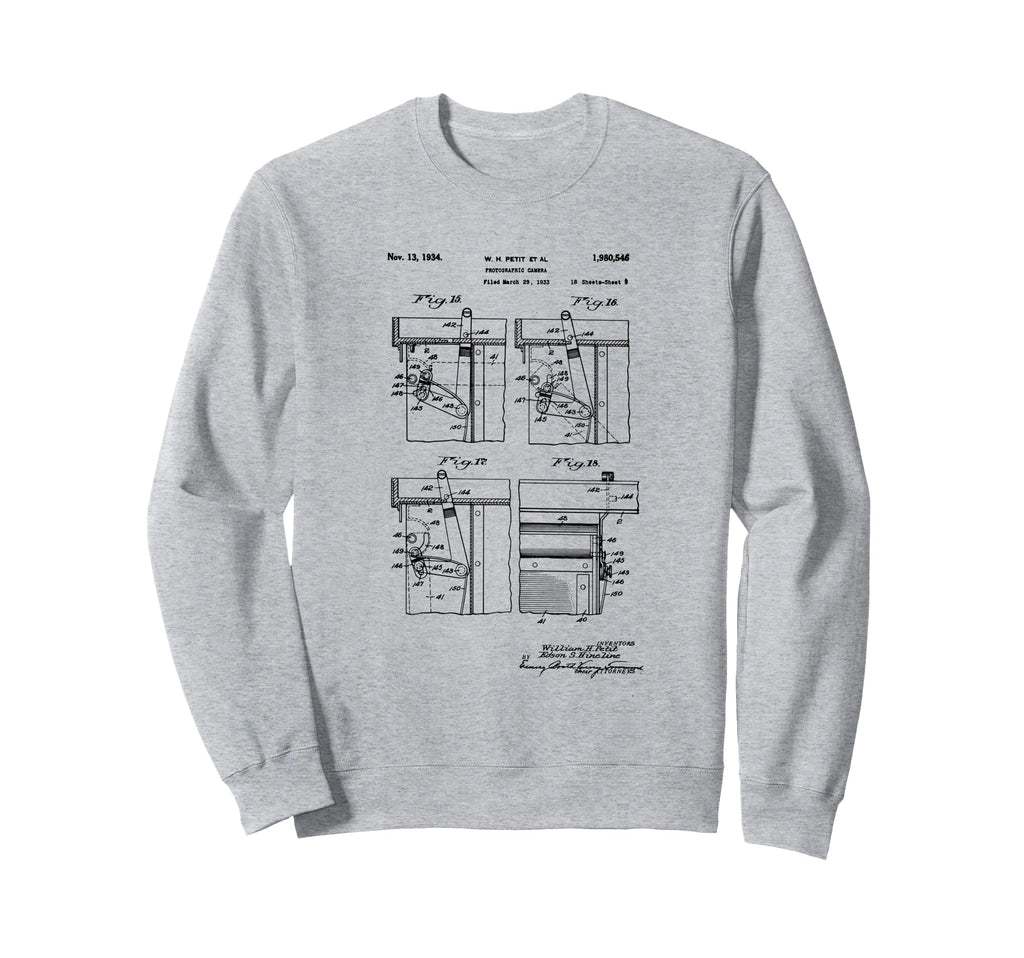 Camera Photographic Patent 1934 Sweatshirt - Aesthetic Graphic Unisex - T-Shirt, Sweatshirt, Hoodie