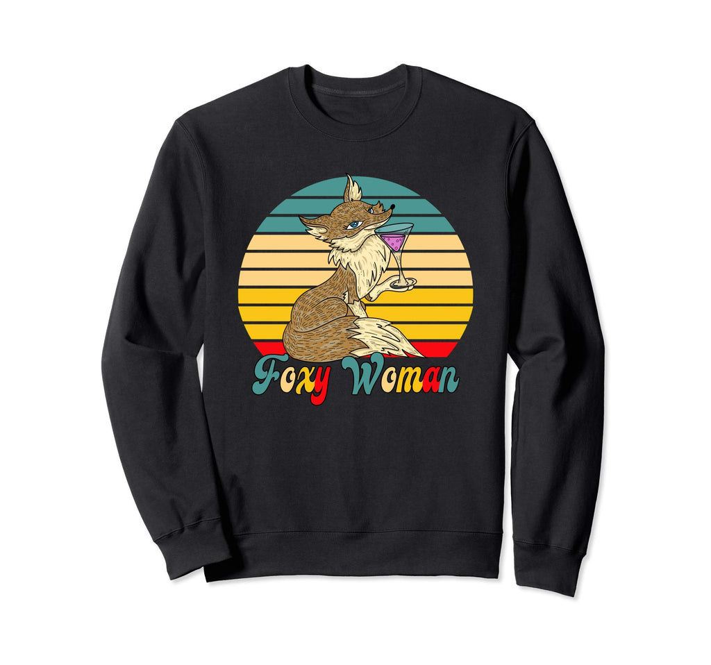 Foxy Fox Glass Wine Sunset Sweatshirt - Novelty Apparel for Adults - T-Shirt, Sweatshirt, Hoodie
