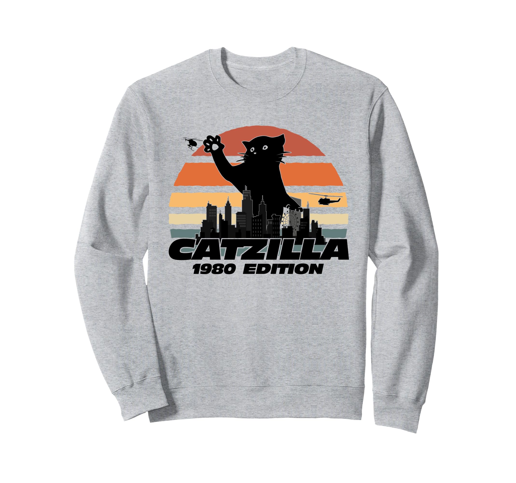 Catzilla 1980 Sunset Sweatshirt - Custom Art Print for Adults - T-Shirt, Sweatshirt, Hoodie