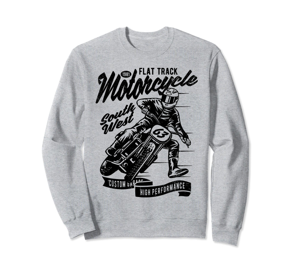 Flat Track Motorcycle Race Sweatshirt - Custom Art Print Men Women - T-Shirt, Sweatshirt, Hoodie