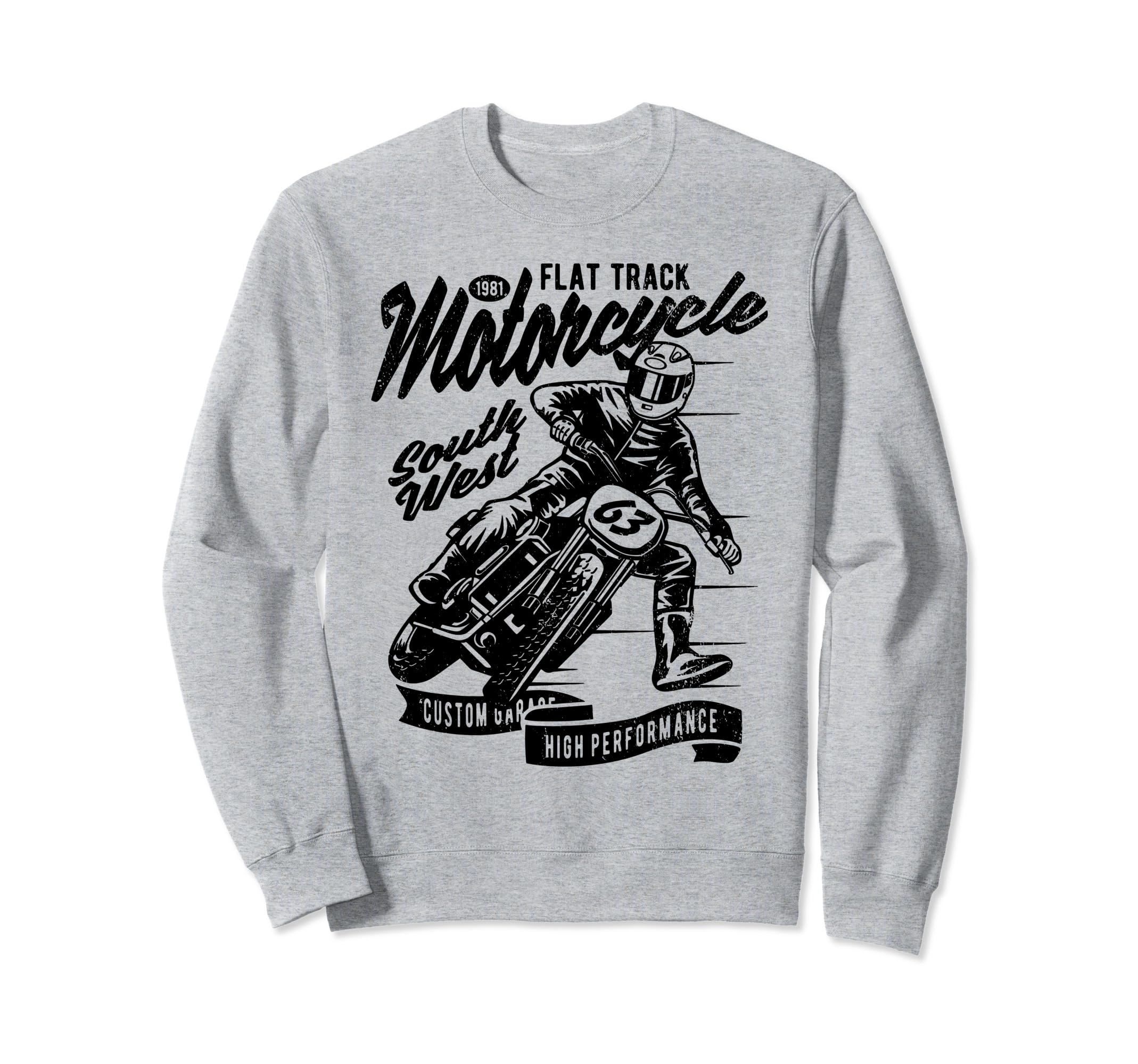Flat Track Motorcycle Race Sweatshirt - Custom Art Print Men Women - T-Shirt, Sweatshirt, Hoodie