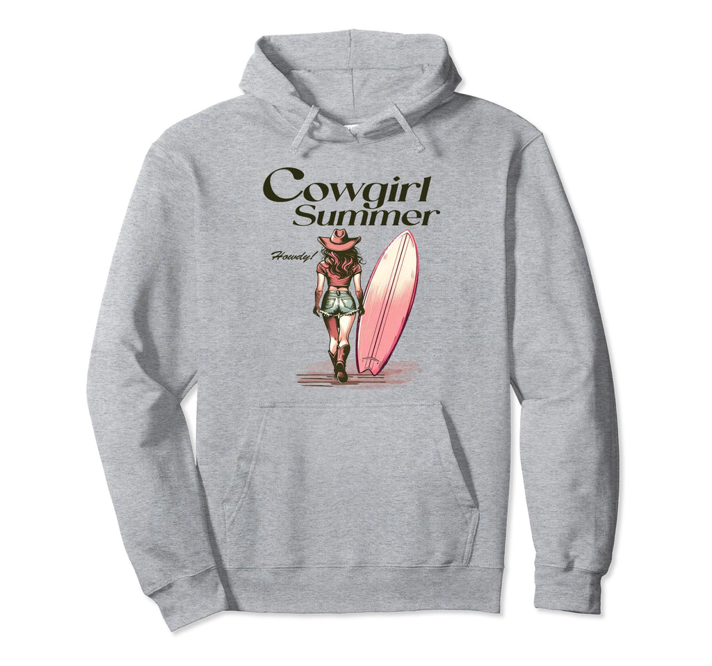 Cowgirl Summer Surfboard Western Hoodie - Casual Everyday Wear Unisex - T-Shirt, Sweatshirt, Hoodie
